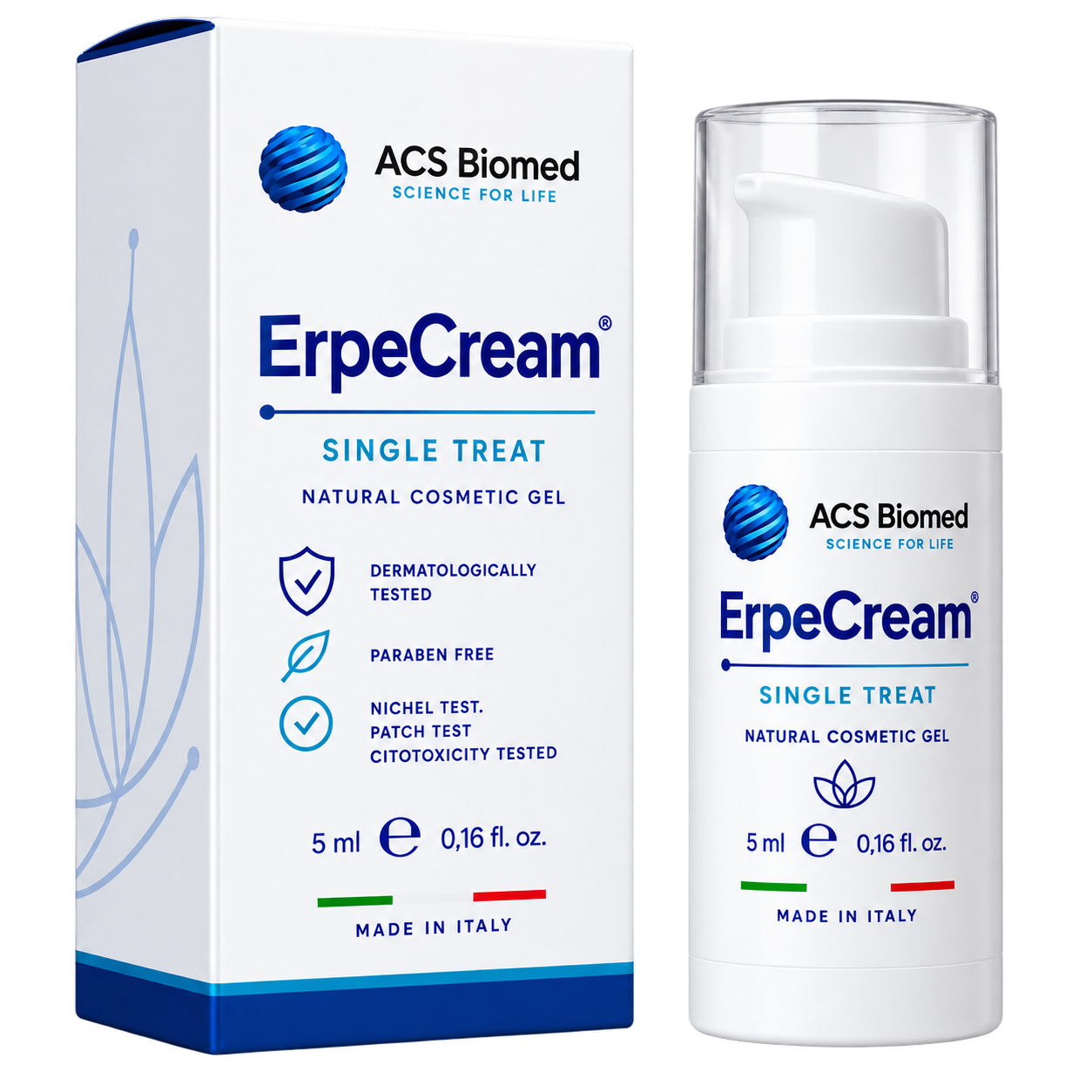 ErpeCream product - ACS Biomed SRL - Crema-gel pump bottle with packaging box