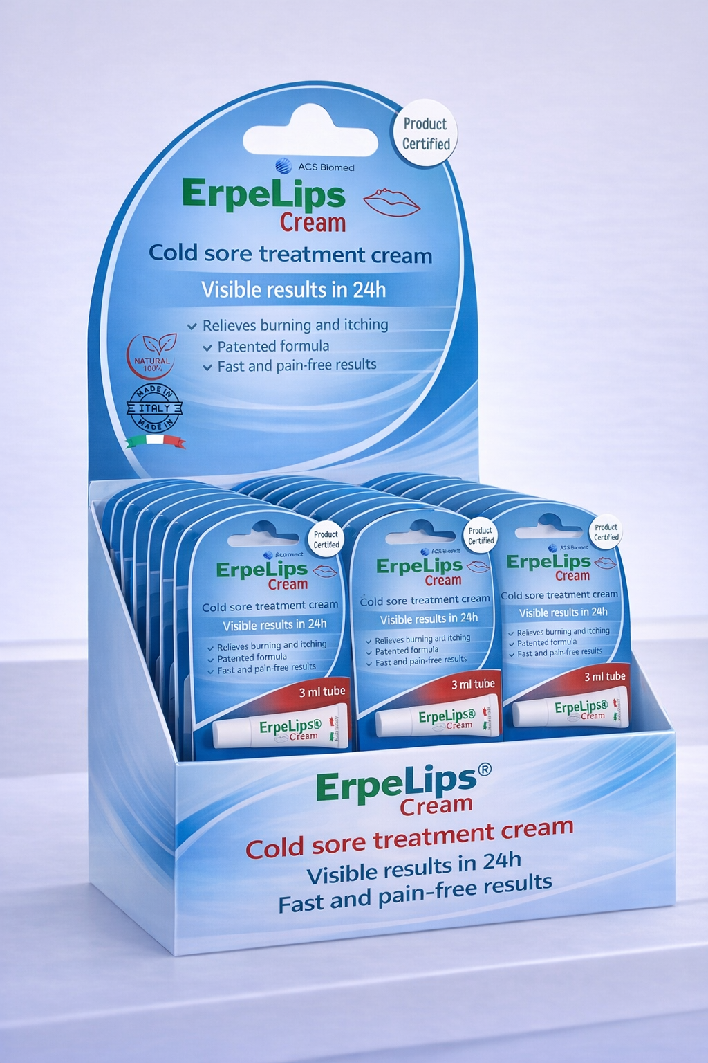 ErpeLips countertop display in pharmacy