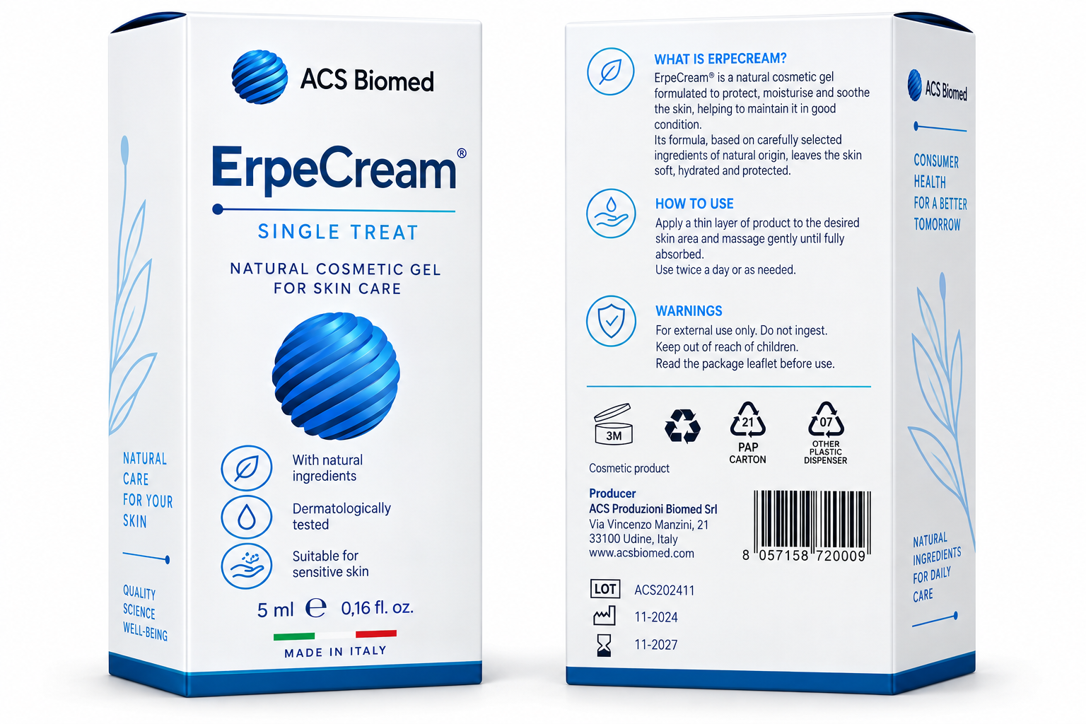 ErpeCream cosmetic cream packaging, front view