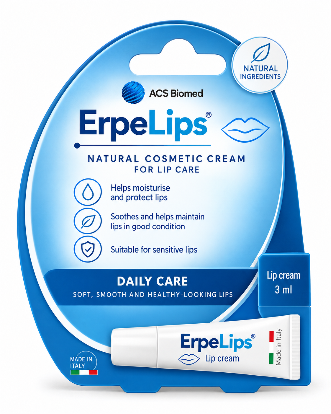ErpeLips cosmetic lip-care packaging, front view